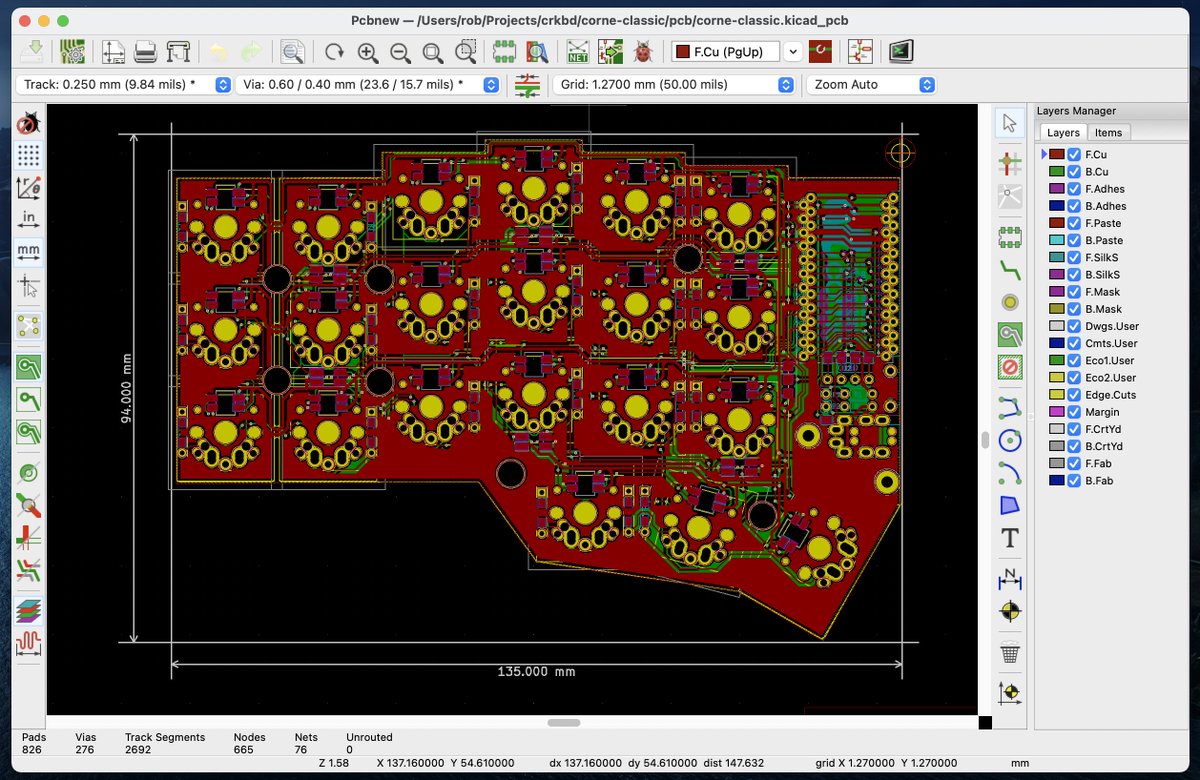Screenshot of a PCB design in a CAD tool